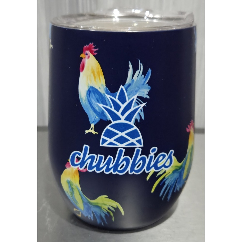 Chubbies Tumbler Cup Rooster‎ Blue 12oz Hot/Cold With Lid